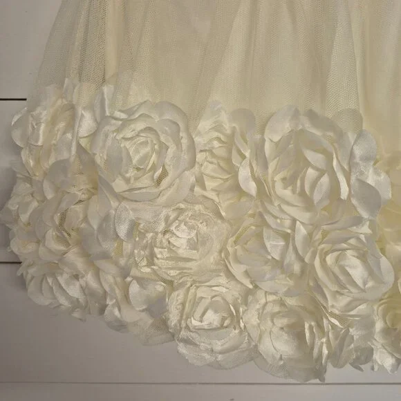 Nanette Baby Girls Pink & Ivory Dress 24M With Floral Rosette Skirt & Bow Accent - Picture 5 of 6